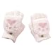 Women'S Convertible Knit Mittens, Fingerless Flower Gloves For Warm Fashion Wear,Red,One Size,White,M