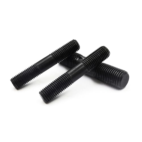 MOUMOUTEN 60pcs M8*50mm Double End Threaded Stud, Grade 8.8 Carbon Steel Black Oxide Finish Equal Long Threaded Rod Bar for Furniture Industrial Maintenance Connection Fasteners