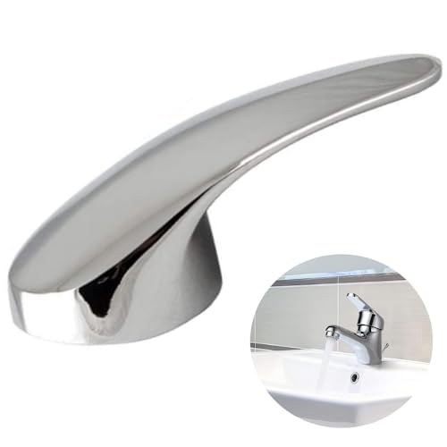 Ylinwtech Wasserhahn Griffhebel,Wasserhahn-Hebel,Hebelgriff für Einhebelmischer,mit Heiß- und Kalt-Farbtaste,Stellschraube,Universal-Ersatz-Metall-Hebelgriff,für Küche und Badezimmer(Silber)