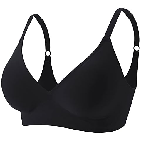 Manxing Women's Bra Push up Seamless Wireless Bra Padded Bralette for Women Sleep Bras Yoga Sport Bras Black Cover