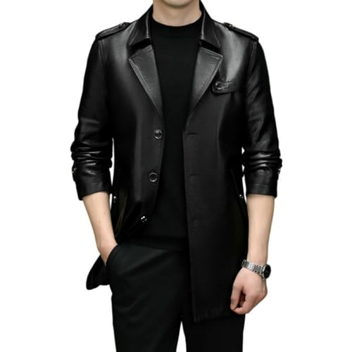 Veste en cuir synthétique homme mi-longue pour rester élégant en hiver