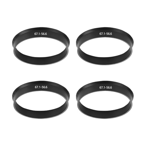 Zpana 4PCS Car Wheel Hub Center Ring, 67.1mm OD to 56.6mm ID Plastic Hub Reducer Shaft Shock Absorbing Collar Adapter Ring, Vehicle Wheel Fill Gap Modification Accessories, Universal Fit