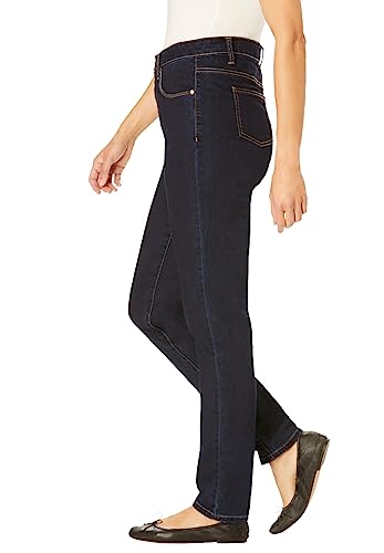 Woman Within Women's Plus Size Premium Straight-Leg Jean - 30 W, Medium Stonewash Sanded Blue #TOP3