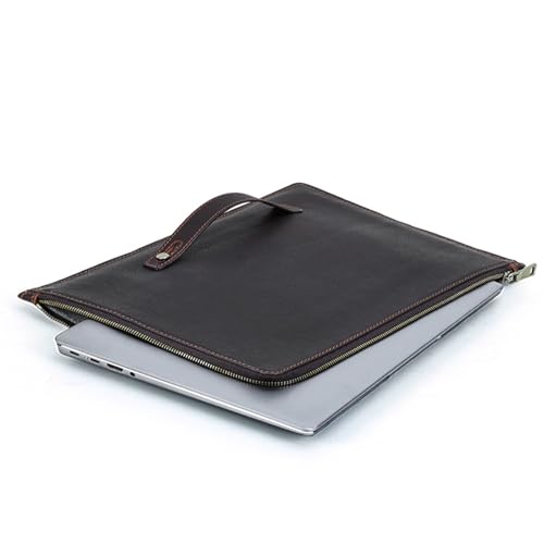 Sacoche ordinateur 14 pouces cuir vachette imperméable multi-poches