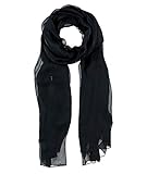 Aus reiner Seide Passigatti Schal Seide Chiffon Jungen Mädchen caviar,ca.100x180,Schwarz Damen