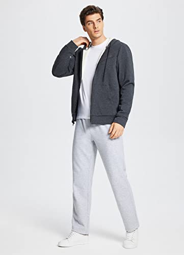 Baleaf Men's Fleece Lined Pants Sweatpants Straight Leg Cotton Open Bottem Thermal Loose Fit Warm Joggers Athletic Lounge Pants Pockets Light Grey M #TOP4