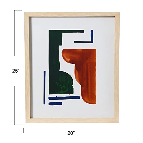Creative Co-Op Abstract Geometric Print With Solid Wood Frame And Glass Cover #TOP2