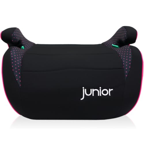 Kindersitzerhöhung ECE R129 Autositz für Kinder Sitzerhöhung Auto I-Size Kindersitz (SCHWARZ/PINK)