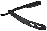Cornucopia Brands Straight Edge Barber Shaving Razor, Steel Matte Black Folding Straight Razor, Uses Single Edge Replaceable Blades