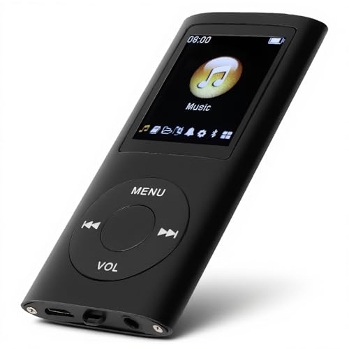 MP3 Player Portable Music Player with 1.8 Inch LCD Screen HiFi Lossless Sound Slim Design Long Battery Life Multifunctional for School Travel (Black)