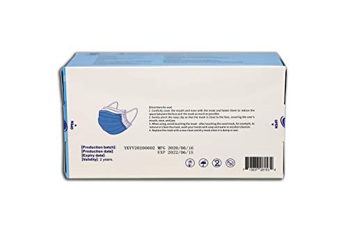 Disposable 3 Ply Face Mask 50 Pcs (Pack) Medical Grade Non Woven 3-PLY BFE 98%