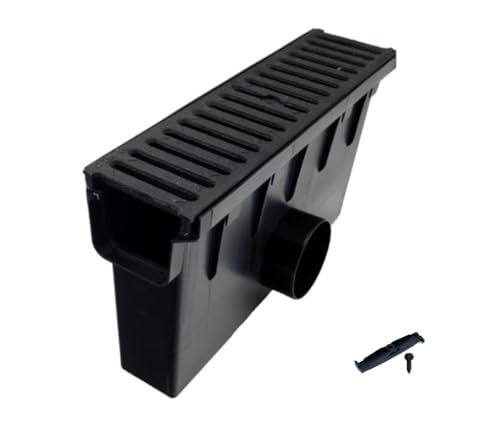 Entwässerungsrinne Bodenrinne Regenrinne Terrassenrinne Hofablauf 98 mm (Hofsinkkasten mit Gusseisengitter)
