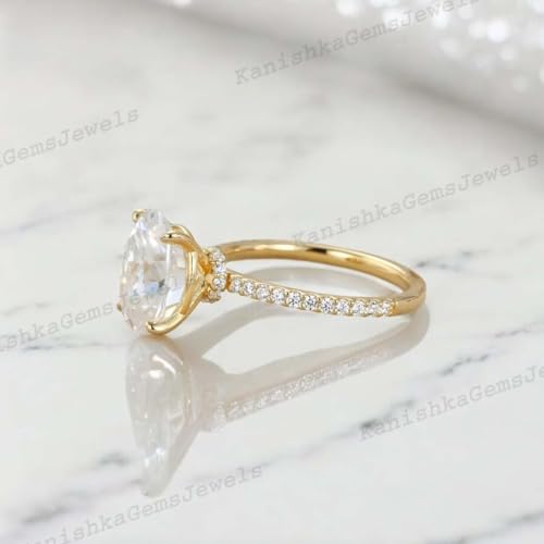 Handcraft Oval Cut Colorless Moissanite Engagement Ring 14k Solid Yellow Gold Art Decon Promise Ring Elegant Statement Jewelry Gift for Wife4