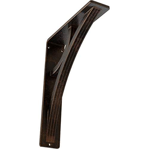 Ekena Millwork BKTM02X07X10TGLABZ Metal Bracket, 2" W x 7 1/2" D x 10" H, Antiqued Bronze