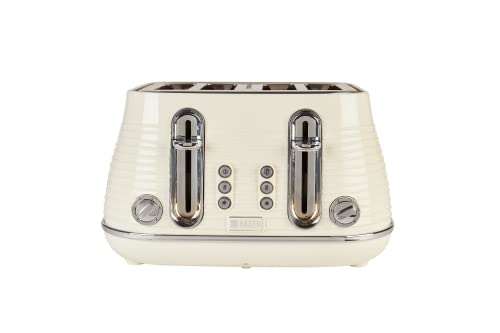Haden Devon Cream 4 Slice Toaster - 6 Browning Settings 4 Slice Toaster with Wide Slots Toaster 4 Slice with Defrost Reheat And Cancel Settings