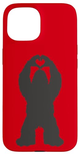 Carcasa para iPhone 15 Bigfoot - Silueta de pie grande - San Valentín Bigfoot - Corazón