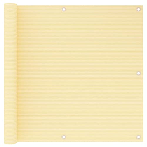 Écran de balcon beige 90x500 cm en PEHD résistant avec œillets pour jardin