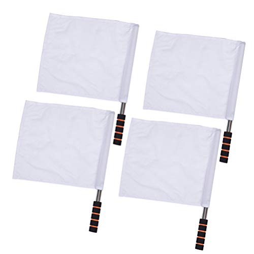 Inoomp Referee Flags 4 Pcs Referee Flag Stainless Steel Hand Flag Flag Track And Field Sports Training Flag Linesman Official Flag For Soccer Volleyball Football Track White Referee Yellow Flag #TOP16