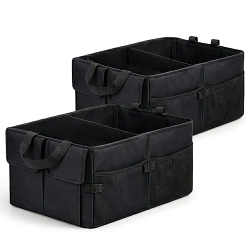 PACK de 2 Cajas Organizadoras Plegables para Coche o Casa – Ordena Bolsas de la Compra, Herramientas, Juguetes, Ropa.. Organizador Maletero Coche – Úsalo en maleteros de coche u orden en casa