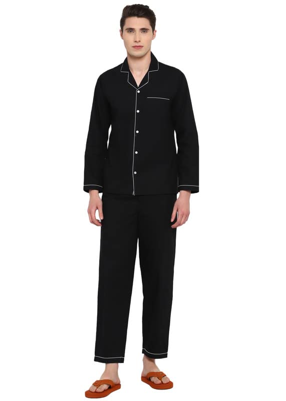 shopbloom Pure Cotton Plain Long Sleeve Nightsuit Set for Men | Nightwear | Night Dress for Gents-picture-16