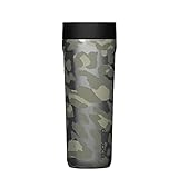 Corkcicle Commuter Cup 17 Ounce Insulated Stainless Steel Spill Proof Travel Coffee Mug with Sip Lid for Hot and Cold Drinks, Snow Leopard