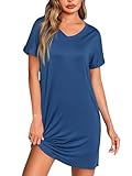 【Weiches Material】Das kurzärmelige Nachthemd für Damen besteht aus hochwertiger Baumwolle und ist atmungsaktiv sowie bequem. Dieses Nachthemd vereinen wir elegante mit hochwertiger Qualität für ein angenehmes Gefühl auf der Haut, Machen Sie es sich gemütlich.