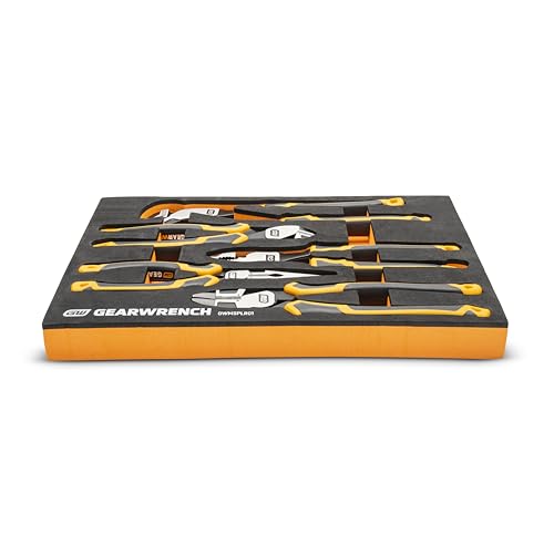GEARWRENCH 5 Piece Pitbull Cushion Grip Pliers Set in Foam Storage Tray - GWMSPLR01
