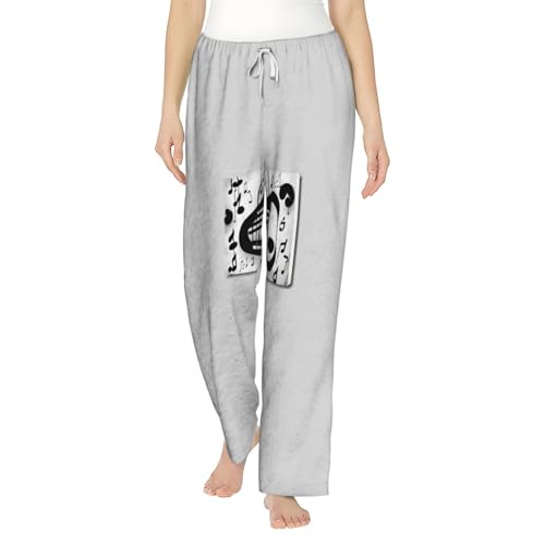 Pantalon de pyjama confortable imprimé musique : idée cadeau de vacances pour femme