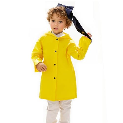 Yellow Rain Jacket Raincoat Kids - Children Lightweight Button Down Hoodie Rain Coat for Girls Boys Toddlers