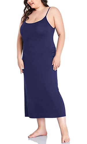 Image of Women's Full Slip for Under Dresses Plus Size Long Nightgown Cami Dress