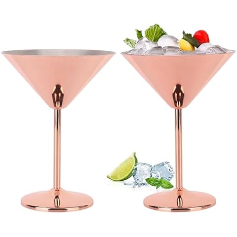 2Pcs Rose Gold Stainless Steel Martini Glasses Cover