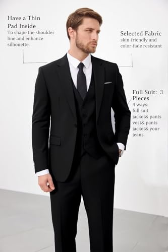 Men's Suit 3 Piece Classic Fit Suits for Men Jacket Vest Pants Suit for Wedding Prom Dinner Party2