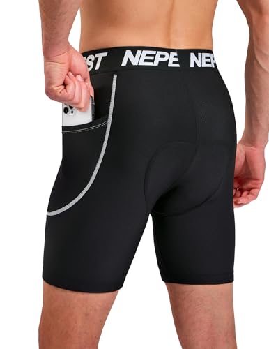 Image of Nepest Cycling Underwear for Men Bike Shorts 4D Padded Road Biking Bicycle Biker MTB Liner Padding Shorts with Pockets