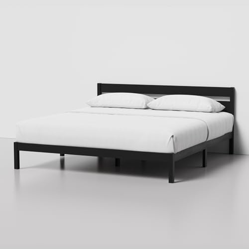 Image of LIFEMENT King Bed Frame with Headboard Classic Wood Platform, Noise Free, Under Bed Storage, No Box Spring Needed, Easy Assembly, Black
