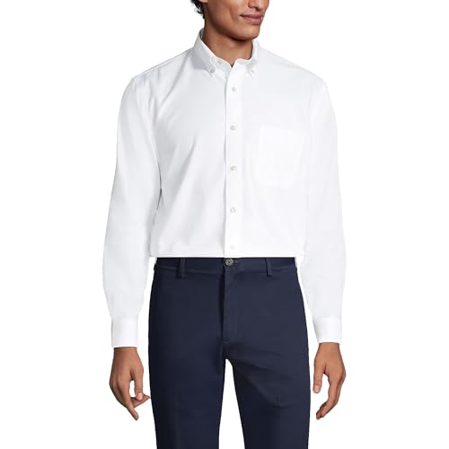 Lands' End Men's No Iron White Supima Cotton Oxford Shirt