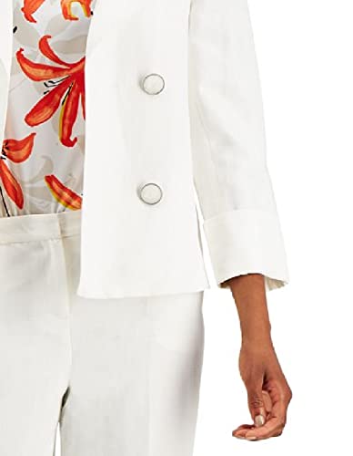 Kasper Women's Faux Double Breasted Linen Jacket with Cuff Sleeves3