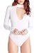 May&Maya Women's Mock Neck Plunging V-neckline Bodysuit