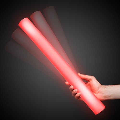 Fun Central LED Foam Sticks - 12 Pack, 16-Inch, 3 Light-Up Modes For Mardi Gras & St Patricks Day (Red) - Image 3