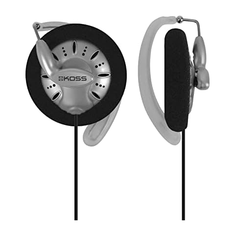 Koss KSC75 Portable On-Ear Clip Headphones, Retro Style, Ultra Lightweight, Silver and Black Cover
