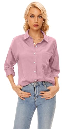 Chemisier femme col en V vêtement de travail chic avec poche et manches longues boutonnées