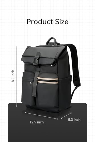 BOPai Men's Shock Absorbing Commute Backpack, 55.8% Weight Reduction Expandable 25L-30L Roll Top Laptop Backpack, Water & Scratch Resistant Tech Fabric, Water Bottle for Business & Daily Trip - Image 6