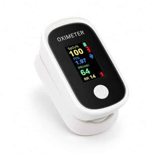 Pulse Oximeter with Respiration, Finger Pulse Oximeter Oxygen Monitor, SpO2