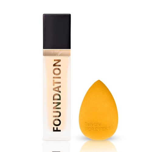 Daily Life Forever52 Cover Up Foundation | Medium-to-Full Coverage, Long-Lasting | Lightweight, Photo-Friendly, Flawless Finish | Free Beauty Makeup Sponge (Sugar – 10.2, 30ml)