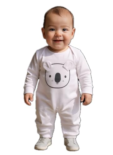 Image of 100% Cotton Animal face Print with 3D ears Rompers Sleepsuits Jumpsuit Night Suits for Infants Newborn Baby Boys & Girls