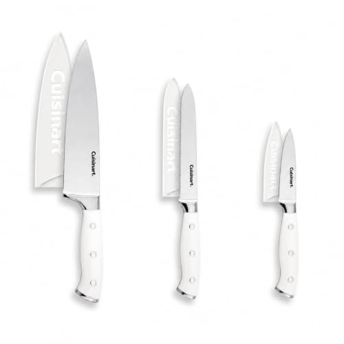 Cuisinart 3-Piece Forged High-Carbon Stainless Steel Knife Set with Blade Sheaths, Full-Tang Triple-Rivet Construction