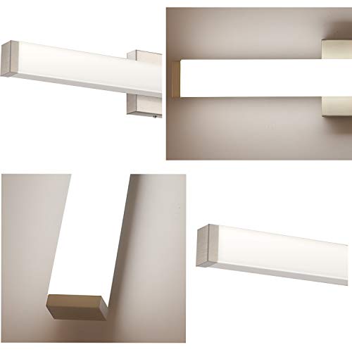Image of Bathroom Vanity Light Brushed Nickel Square LED 24 inch 14W 4000K Natural White Light Wall Bar Lighting Fixtures Over Mirror (Brushed Nickel, 40in)
