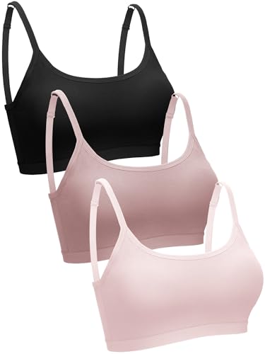 Image of Blulu 3 /6 / 12 Pcs Camisole Bra Wireless Padded Cotton Bralette Mini Cami Bras with Adjustable Straps for Women Girls