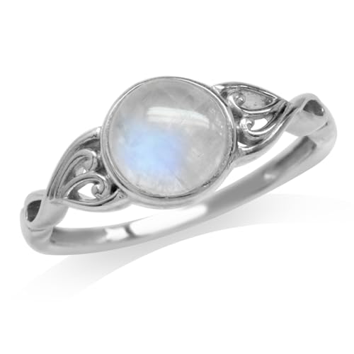 Silvershake 7mm Natural Moonstone 925 Sterling Silver Victorian Style Solitaire Ring Size 5