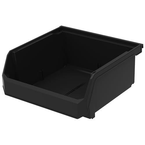 Image of ReadySpace Plastic Containers for Organizing and Storage Bins for Drawers, Desks, Office Organization, and Garage, Stackable Bins, Medium-Wide (5 inch x 11 inch x 11 inch), 4-Pack, Black