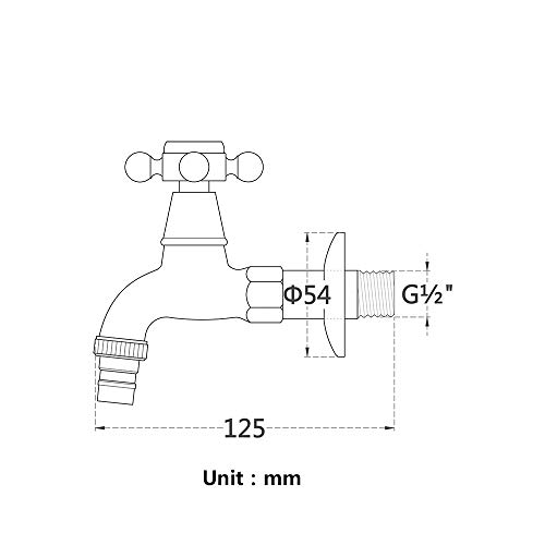 KUNGYO Waschmaschinenhahn aus Messing mit G1/2 Wasserleitung Auslauf - Antiker Kreuzgriff Wasserhahn für Garten Waschraum Toilette (Schwarz)